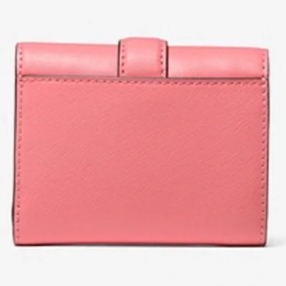 Michael Kors Carmen Medium Faux Leather Wallet Grapefruit Pink - Picture 2 of 6